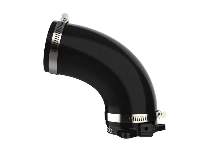aFe 2019-2020 Hyundai Veloster N L4-2.0L (T) Takeda Turbo Inlet with Takeda Intake black anodized finish, billet aluminum, precision CNC machined, optimized airflow, automotive truck accessories, racing performance.