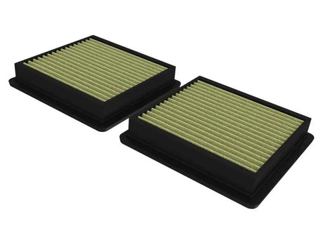 Two pleated yellow air filters with black frames for Toyota Land Cruiser Magnum Flow Pro