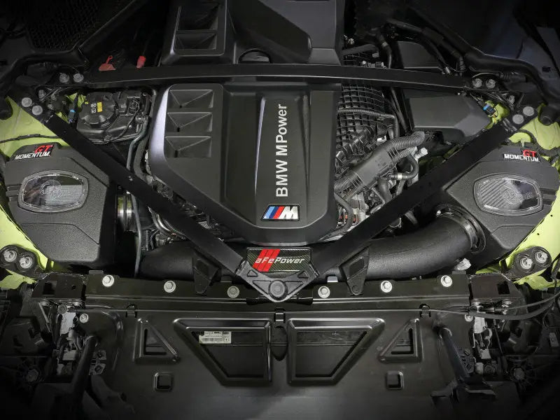 BMW M Power engine bay with aftermarket Momentum GT Cold Air Intake System installed