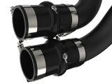 Black rubber hoses with metal clamps on aFe BladeRunner 2.5in Aluminum Hot Charge Pipe