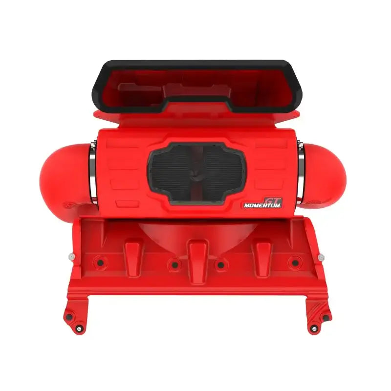 Red Momentum GT Cold Air Intake System for 21-23 Dodge RAM 1500 TRX V8-6.2L featuring clear sight window and high-flowing air filters.