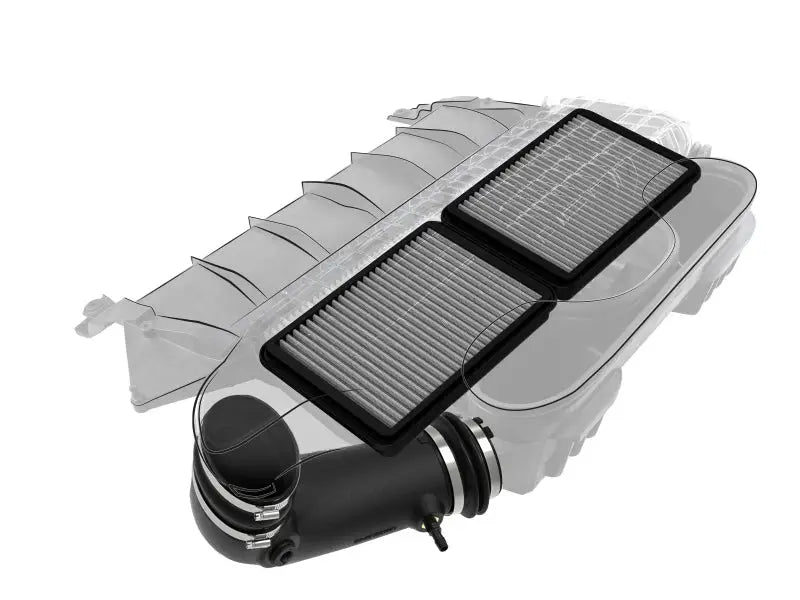 Dual high-performance Pro Dry filters in a transparent Super Stock Induction system for Ram 1500 TRX