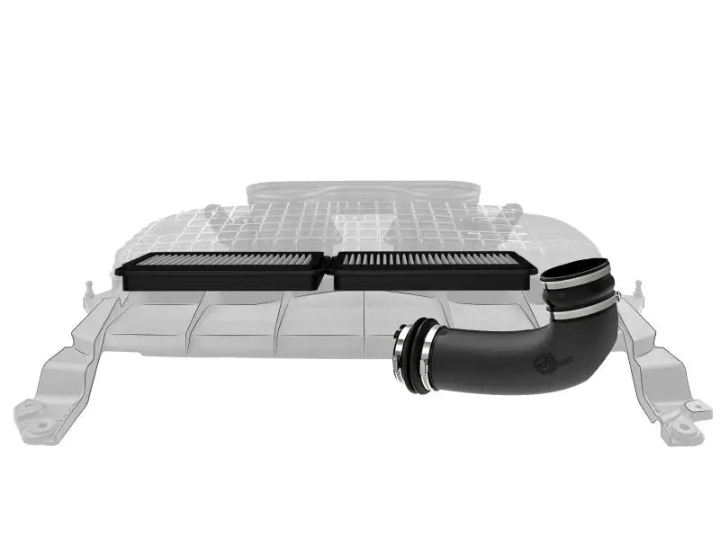 Automotive air intake system with dual Pro Dry filters and intake tube for Super Stock induction