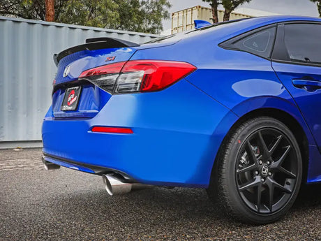 Blue Honda Civic Si with polished tips on aFe cat-back exhaust system