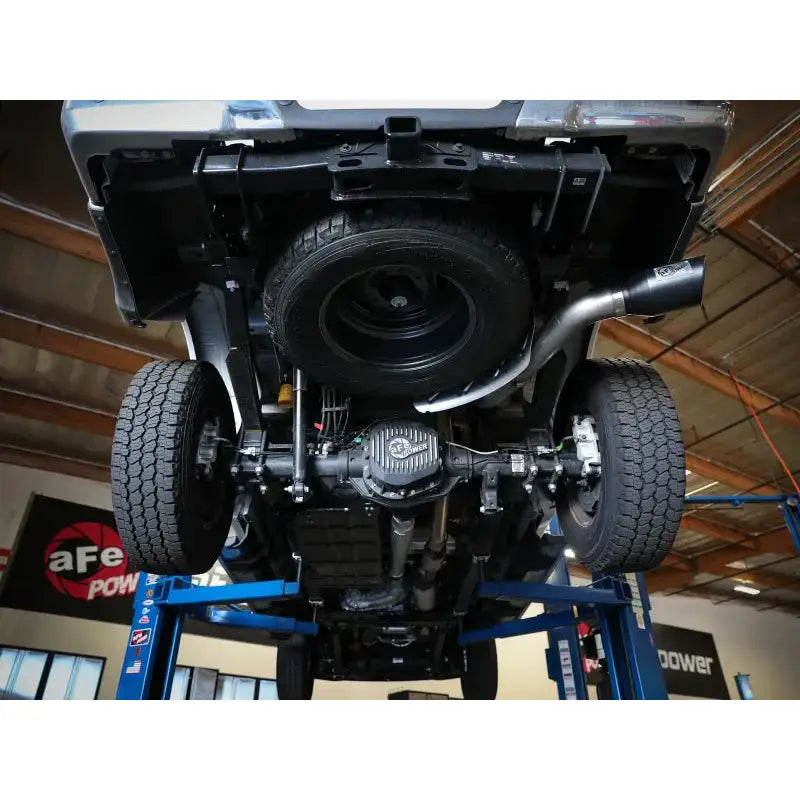 aFe Apollo GT Series 3-1/2in 409 SS Axle-Back Exhaust 17-20 Ford F-250/F-350 Black Tips w/o Muffler