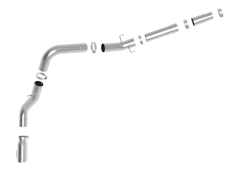 Disassembled stainless steel exhaust system for Ram Diesel with AFe Atlas 5in upgrade