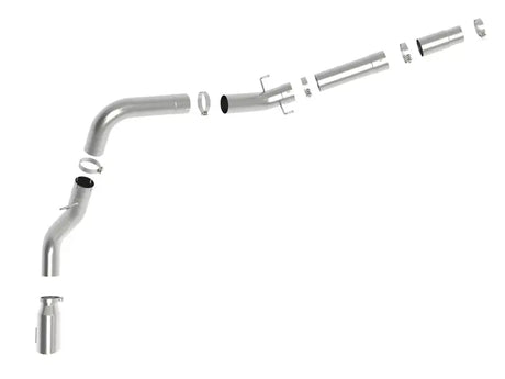 Disassembled stainless steel exhaust system for Ram Diesel with AFe Atlas 5in upgrade