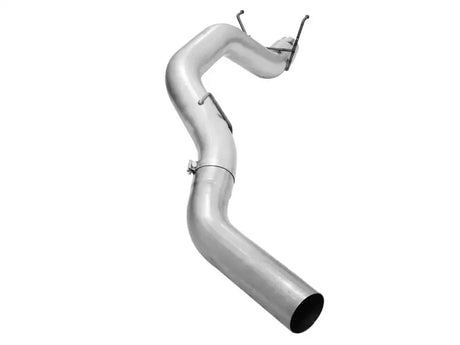 Shiny metal afe atlas 5in exhaust pipe on Dodge Ram diesel truck for better performance