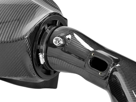 AFe Black Series Carbon Fiber Intake System for BMW M2 N55B30A engine side view