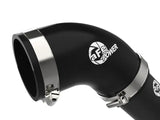 Black silicone elbow hose with metal clamps on aFe BladeRunner 2-1/2 inch cold charge pipe for Hyundai Elantra GT