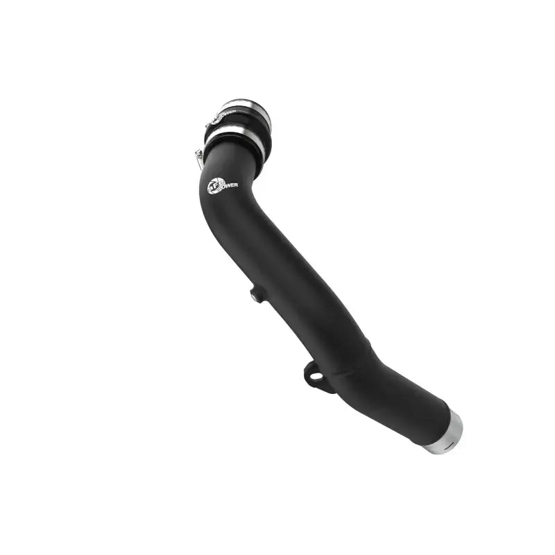 Black aFe BladeRunner hot charge pipe with hose clamps for Subaru WRX 22-23