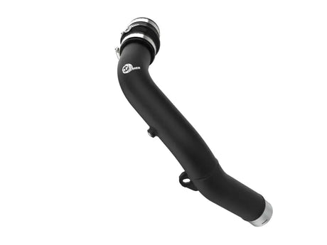 Black aFe BladeRunner hot charge pipe with hose clamps for Subaru WRX 22-23