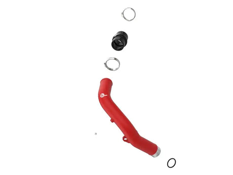 Red aFe BladeRunner charge pipe with clamps and connector for Subaru WRX hot charge pipe