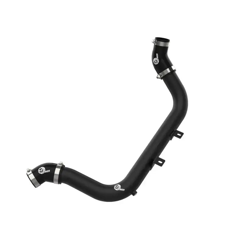 Black hot charge pipe with metal clamps on aFe BladeRunner 2-1/4 Aluminum Charge Pipe for Hyundai Elantra GT