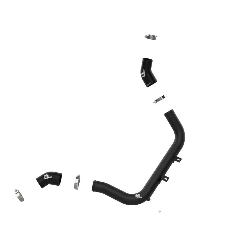 Black intake pipe with hose clamps for hot charge upgrade in Hyundai Elantra GT