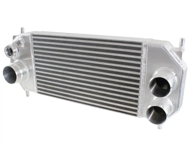 Silver aluminum intercooler for aFe Bladerunner 3in Core Intercooler on 2015 Ford F-150 V6