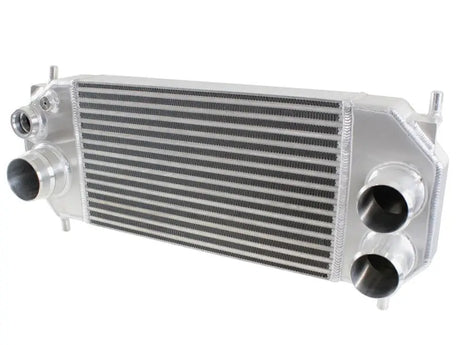 Silver aluminum intercooler for aFe Bladerunner 3in Core Intercooler on 2015 Ford F-150 V6