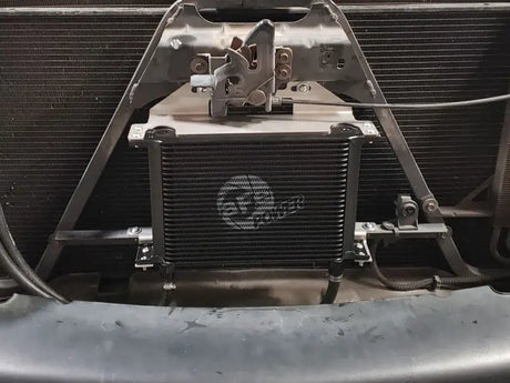 Front-mounted transmission oil cooler in aFe Bladerunner Oil Cooler Kit for Silverado 1500