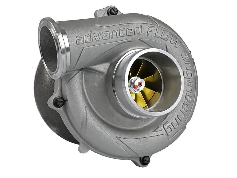 Silver turbocharger with gold impeller for aFe BladeRunner GT Series Turbocharger Ford 7.3L