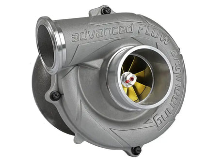 Silver turbocharger with gold impeller for aFe BladeRunner GT Series Turbocharger Ford 7.3L