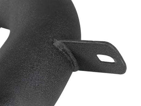 Black metal outlet tube with mounting bracket for Ford Diesel AFE Bladerunner Intercooler