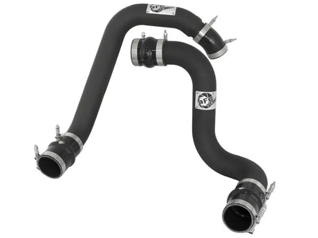 Black silicone turbocharger hoses with metal clamps for afe bladerunner intercooler upgrade