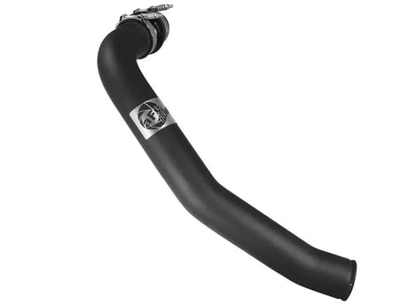 Black curved intake tube with hose clamp for afe bladerunner intercoolers on Ford F-250