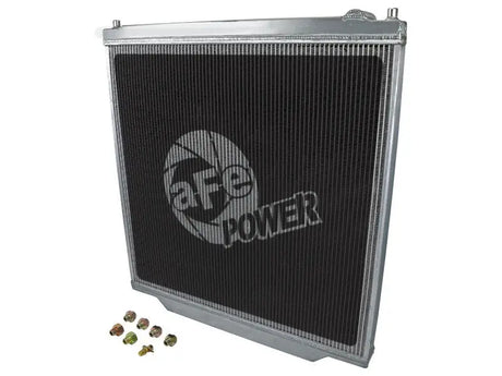 Silver radiator with black core for aFe BladeRunner Street Series Radiator V8 6.0L
