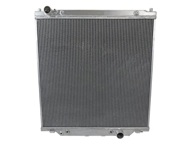 Silver aluminum radiator from AFe BladeRunner Street Series for Ford Diesel Trucks