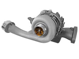 Gray turbocharger with golden impeller from aFe BladeRunner Street Series Turbocharger for Ford Diesel Trucks 08-10 V8-6.4L