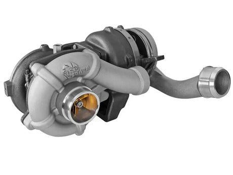 Gray and black aFe BladeRunner Street Series Turbocharger for Ford Diesel Trucks