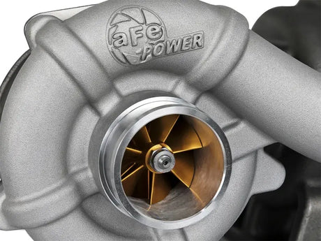 Silver turbocharger with gold impeller for aFe BladeRunner Street Series Turbocharger Ford Diesel Trucks 08-10 V8-6.4L
