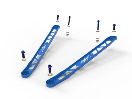 Blue suspension strut brace arms with bolts and washers for Toyota GR Supra A90 from AFE Control