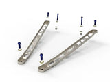 Silver suspension links with blue bolts for Toyota GR Supra suspension strut brace by AFe Control