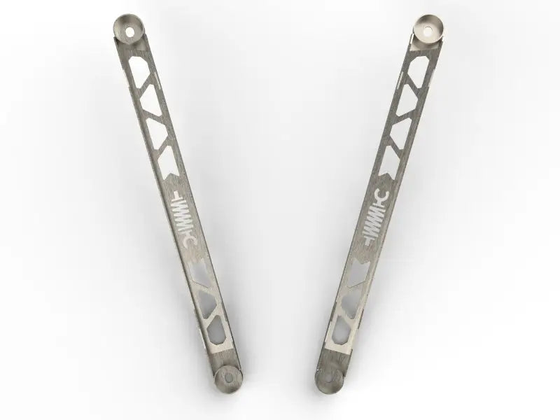 Silver lightweight metal control arms with lattice design for Toyota GR Supra suspension strut brace