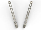 Silver lightweight metal control arms with lattice design for Toyota GR Supra suspension strut brace