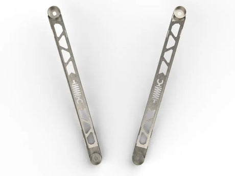 Silver lightweight metal control arms with lattice design for Toyota GR Supra suspension strut brace