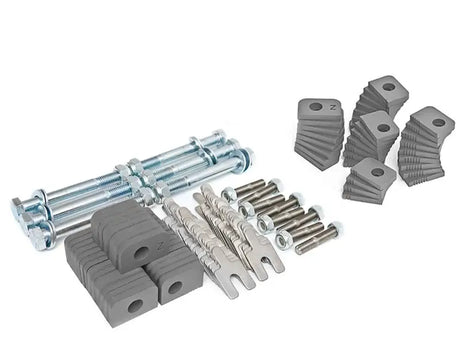 Assortment of metal fasteners and mounting hardware for aFe Control PFADT Series camber kit