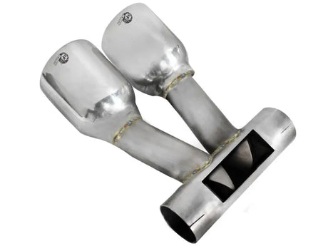 AFe exhaust tip upgrade with dual tips and internal baffles for Porsche Boxster S
