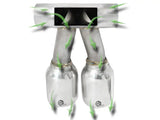 Dual exhaust system with green arrows on afe exhaust tip upgrade for Porsche Boxster S