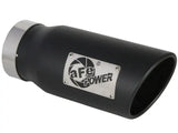 Black exhaust tip with silver band on aFe Gemini XV 3in cat-back exhaust for Ram 1500