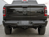 Black Ram truck rear with aFe Gemini XV 3in cat-back exhaust system