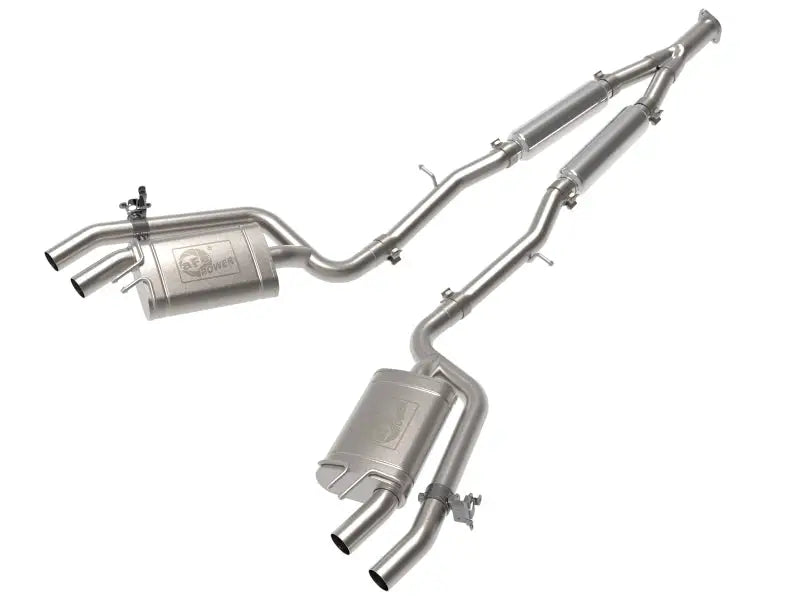 aFe Gemini XV 3in to Dual 2-1/2in 304 SS Cat-Back Exhaust w/ Cut-Out 18-21 Kia Stinger L4-2.0L (t)