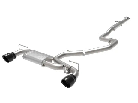 Stainless steel Hyundai Veloster Takeda cat-back exhaust with black tips for sporty look