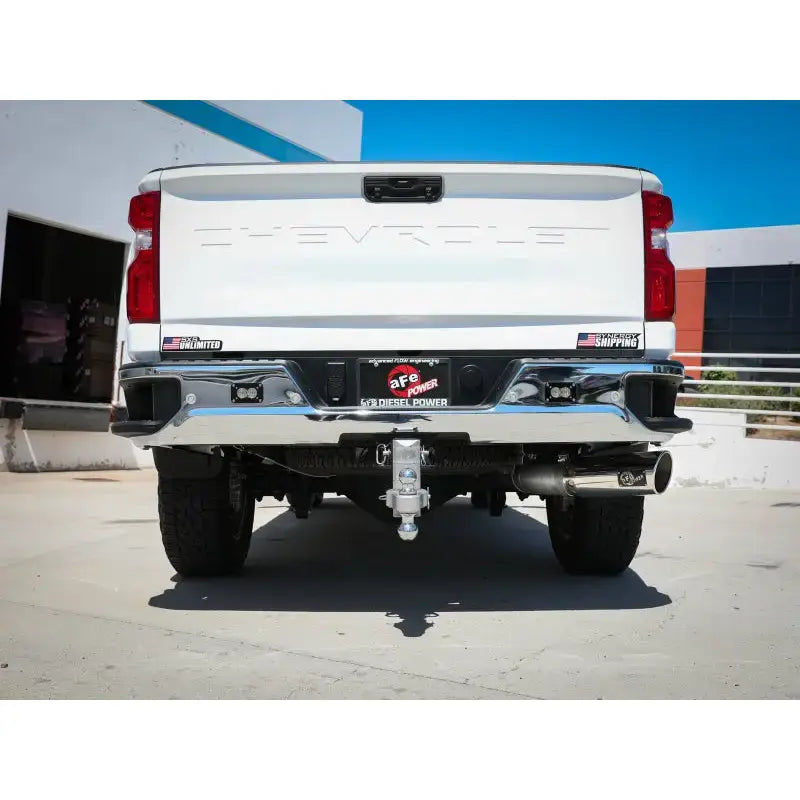 aFe Large Bore-HD 5 IN 409 SS DPF-Back Exhaust System w/Polished Tip 20-21 GM Truck V8-6.6L - & Automotive