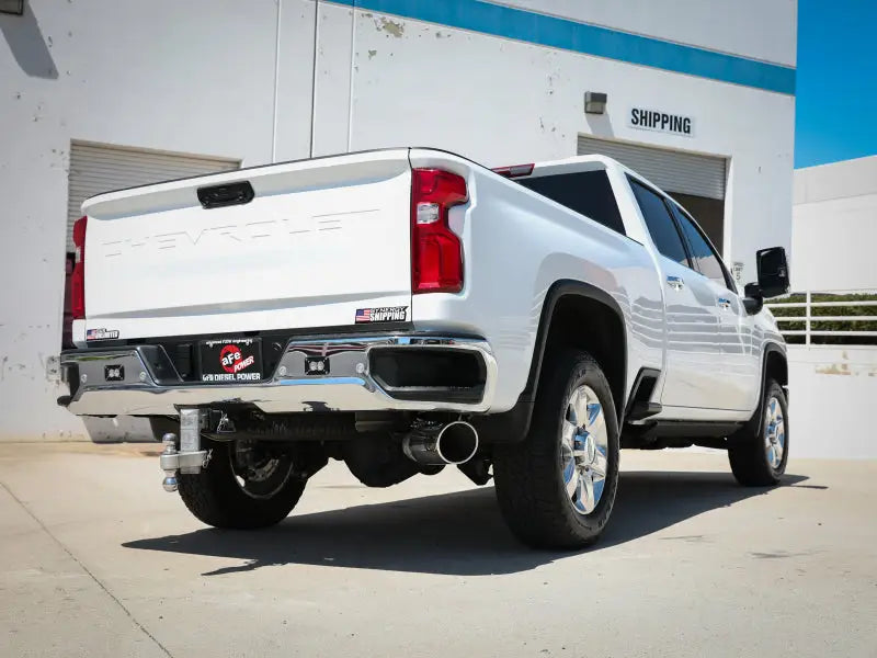 aFe Large Bore-HD 5 IN 409 SS DPF-Back Exhaust System w/Polished Tip 20-21 GM Truck V8-6.6L - & Automotive