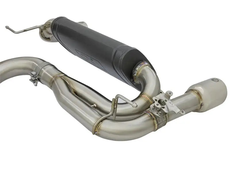 Stainless steel exhaust system with black muffler for enhanced exhaust flow on BMW 335i