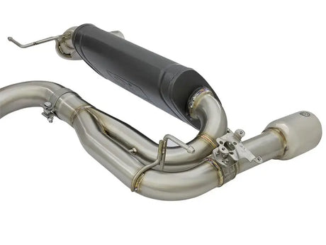 Stainless steel exhaust system with black muffler for enhanced exhaust flow on BMW 335i