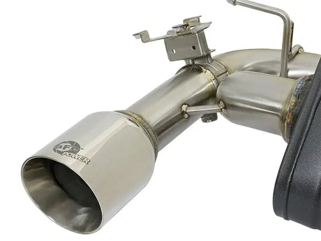 Shiny metal exhaust pipe from aFe Mach for improved exhaust flow on BMW 335i F30