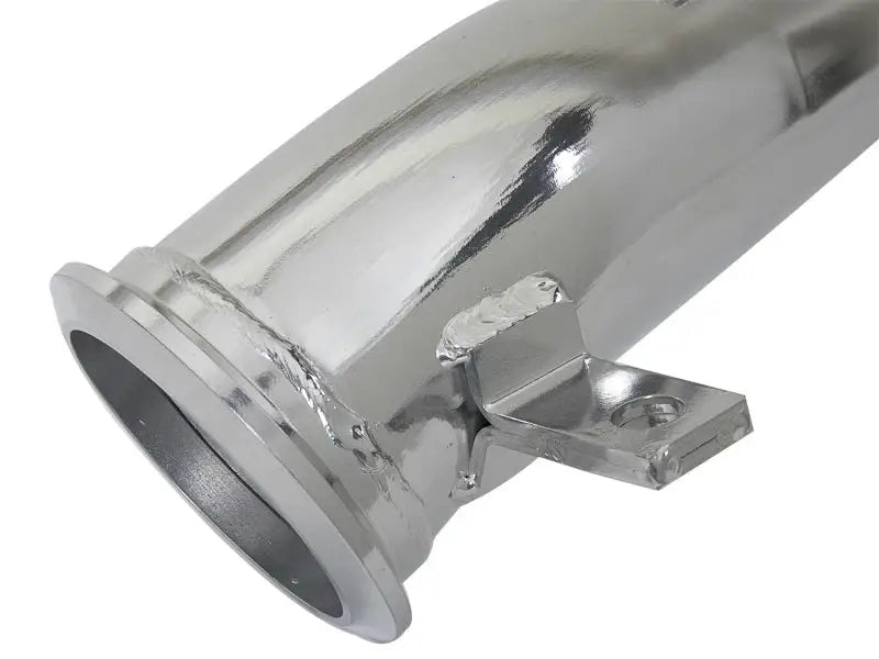 Shiny stainless steel afe mach down-pipe with mounting bracket for diesel trucks